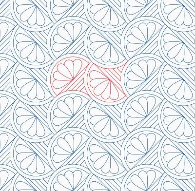 Feather Clam Jam DIGITAL Longarm Quilting Pantograph Design by Melissa Kelley