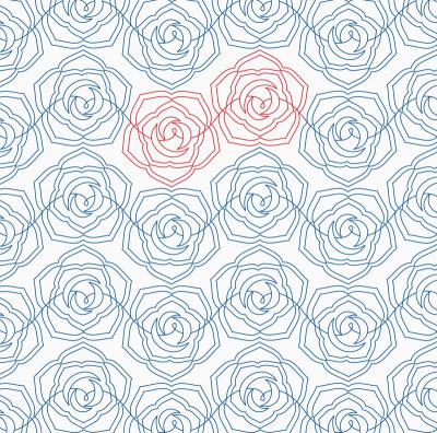 Rosey Posey DIGITAL Longarm Quilting Pantograph Design by Melissa Kelley