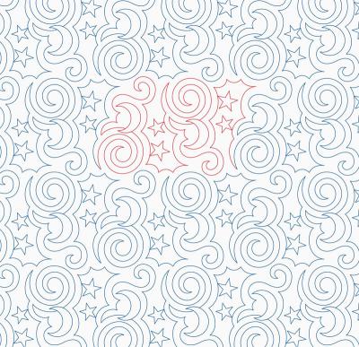 Swirly Moon Star DIGITAL Longarm Quilting Pantograph Design by Melissa Kelley