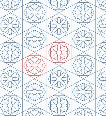 Tilted Hex Flowers DIGITAL Longarm Quilting Pantograph Design by Melissa Kelley