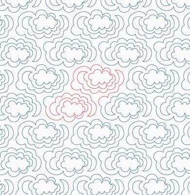 Cloudy Clouds DIGITAL Longarm Quilting Pantograph Design by Melissa Kelley