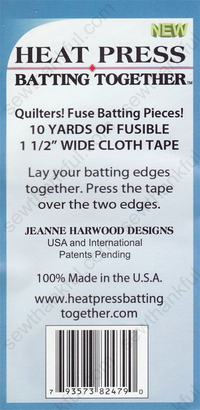 Heat Press Batting Together 1.5 1 1/2 Fusible Batting Tape 2 Pack