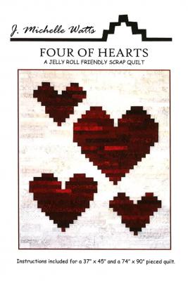 Digital - Four of Hearts PDF quilt sewing pattern from J. Michelle Watts Designs