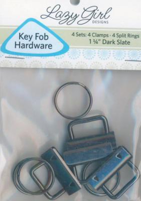 Key Fob Hardware - Dark Slate - contains 4 clamps, 4 split rings, Size ...