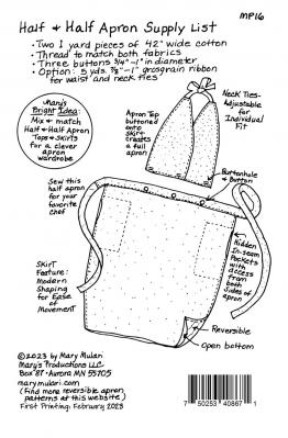 INVENTORY REDUCTION - Half & Half Apron sewing pattern from Mary Mulari ...
