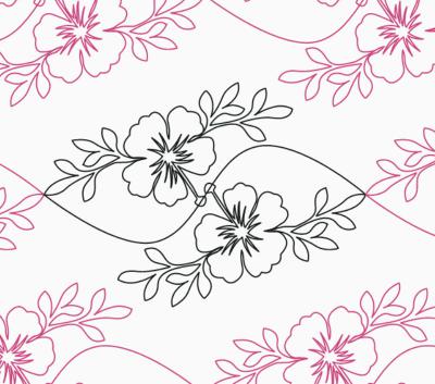 Hibiscus Vine DIGITAL Longarm Quilting Pantograph Design by Oh Sew Kute