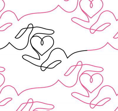 Heart In Hand DIGITAL Longarm Quilting Pantograph Design by Oh Sew Kute