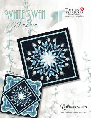 White Swan Salvia quilt sewing pattern from Quiltworx and Judy Niemeyer