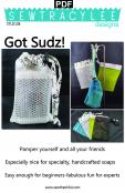 PRINT - Got Sudz! Spa Exfoliating Scrubby and Soap-Saver Sack sewing pattern from Sew TracyLee Designs