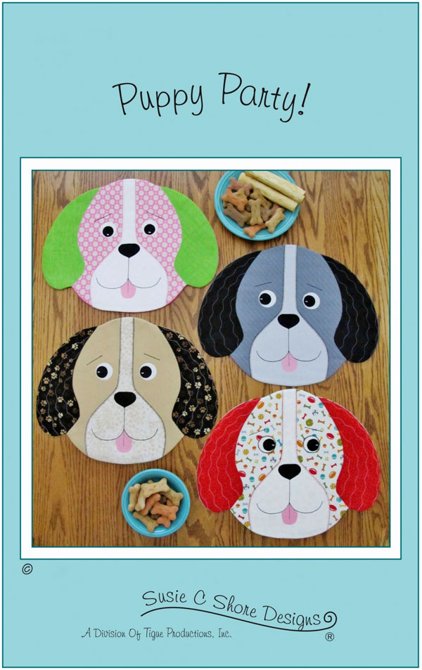 Puppy Party placemats sewing pattern by Susie C. Shore Designs