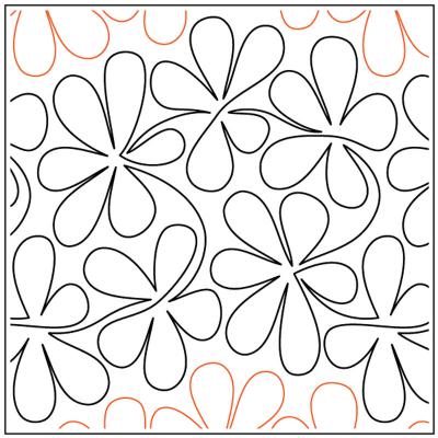 Daisy Doo Wap PAPER longarm quilting pantograph design by Apricot Moon Designs