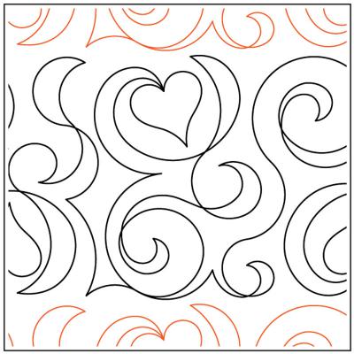 Christy's Rhapsody Heart PAPER longarm quilting pantograph design by Christy Dillon