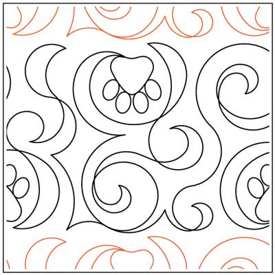 Christy's Rhapsody Paw Prints PAPER longarm quilting pantograph design by Christy Dillon