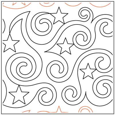 First Star PAPER longarm quilting pantograph design by Christy Dillon