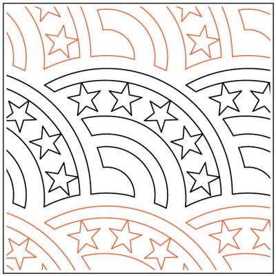 Five Star Baptist Fan PAPER longarm quilting pantograph design by Christy Dillon