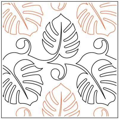 Monstera Leaf PAPER longarm quilting pantograph design by Christy Dillon