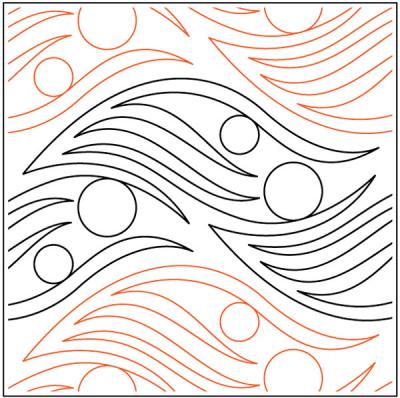 Art Deco Waves PAPER longarm quilting pantograph design by Jessica Schick