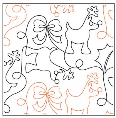 Reindeer Play PAPER longarm quilting pantograph design by Willow Leaf Designs