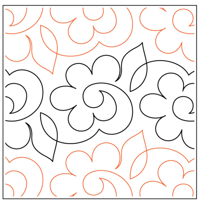 Spring Thing PAPER longarm quilting pantograph design by Willow Leaf Designs